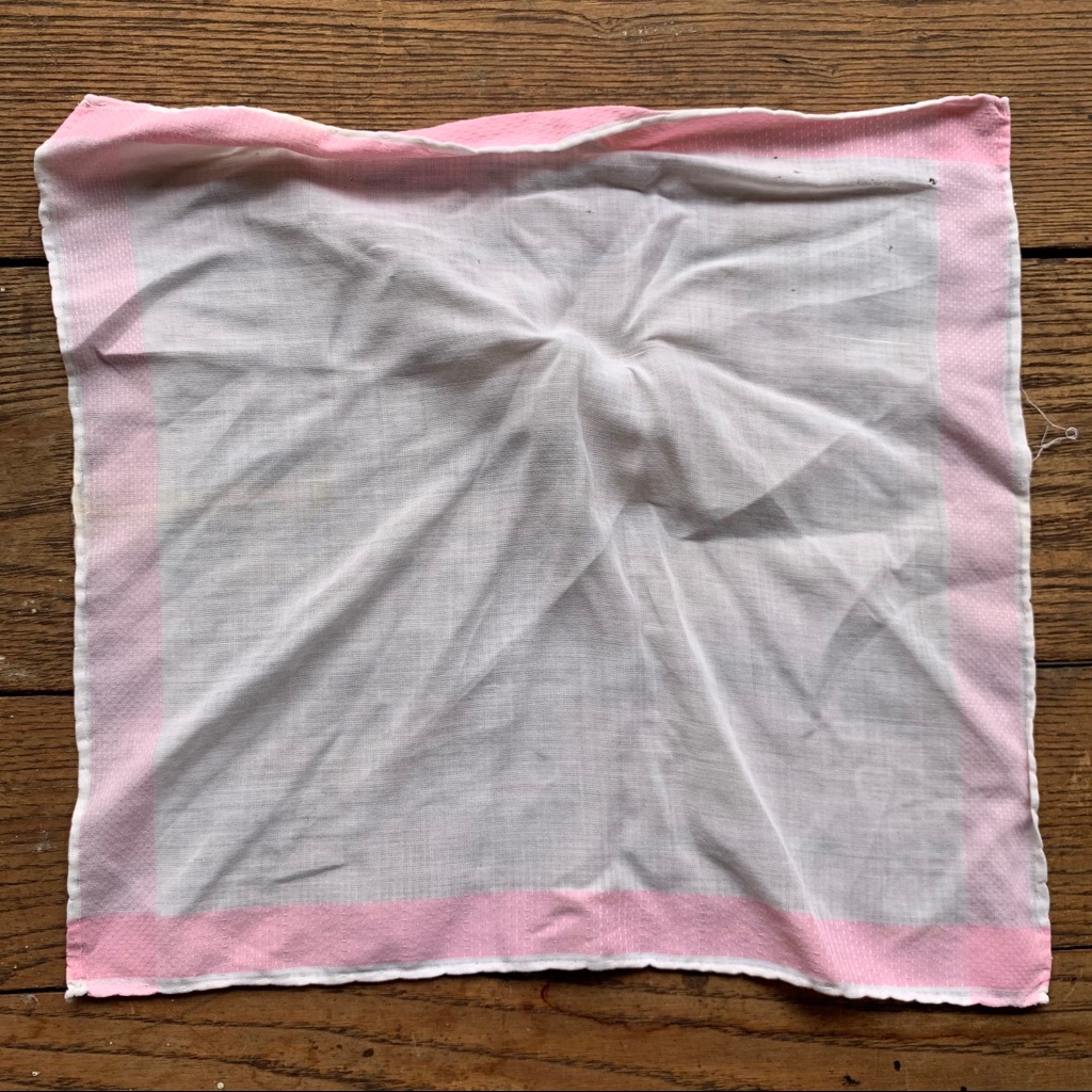 Vintage Soft Cotton Pink Border Hanky